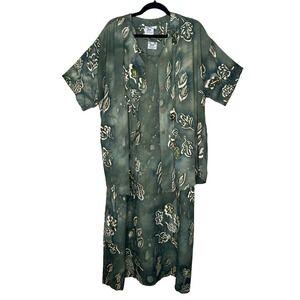 Young Fashion NWT VTG Honolulu Hawaii Leaf Print‎ Dress Cardigan Set Size 1